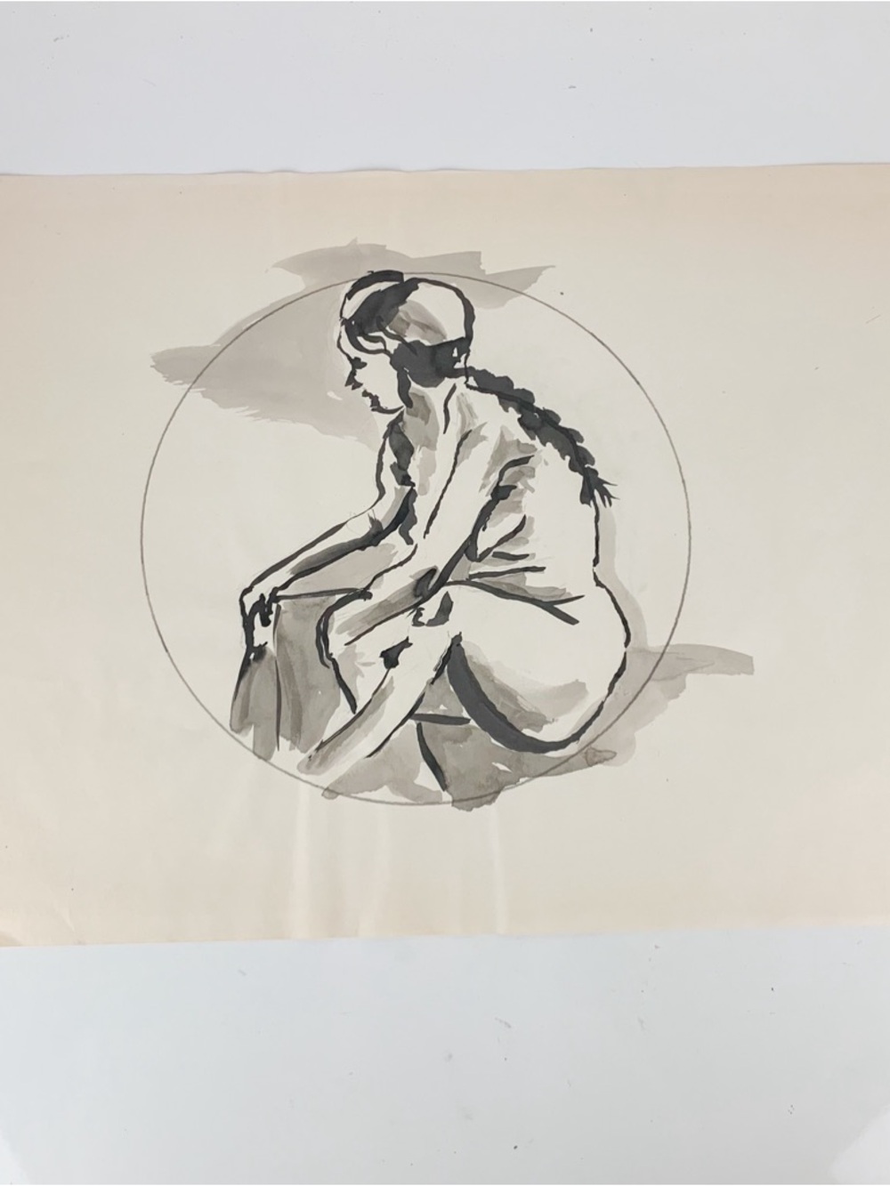 Vintage Female Nude Watercolor Painting Life Study Figure Drawing Rosemarie Hahn